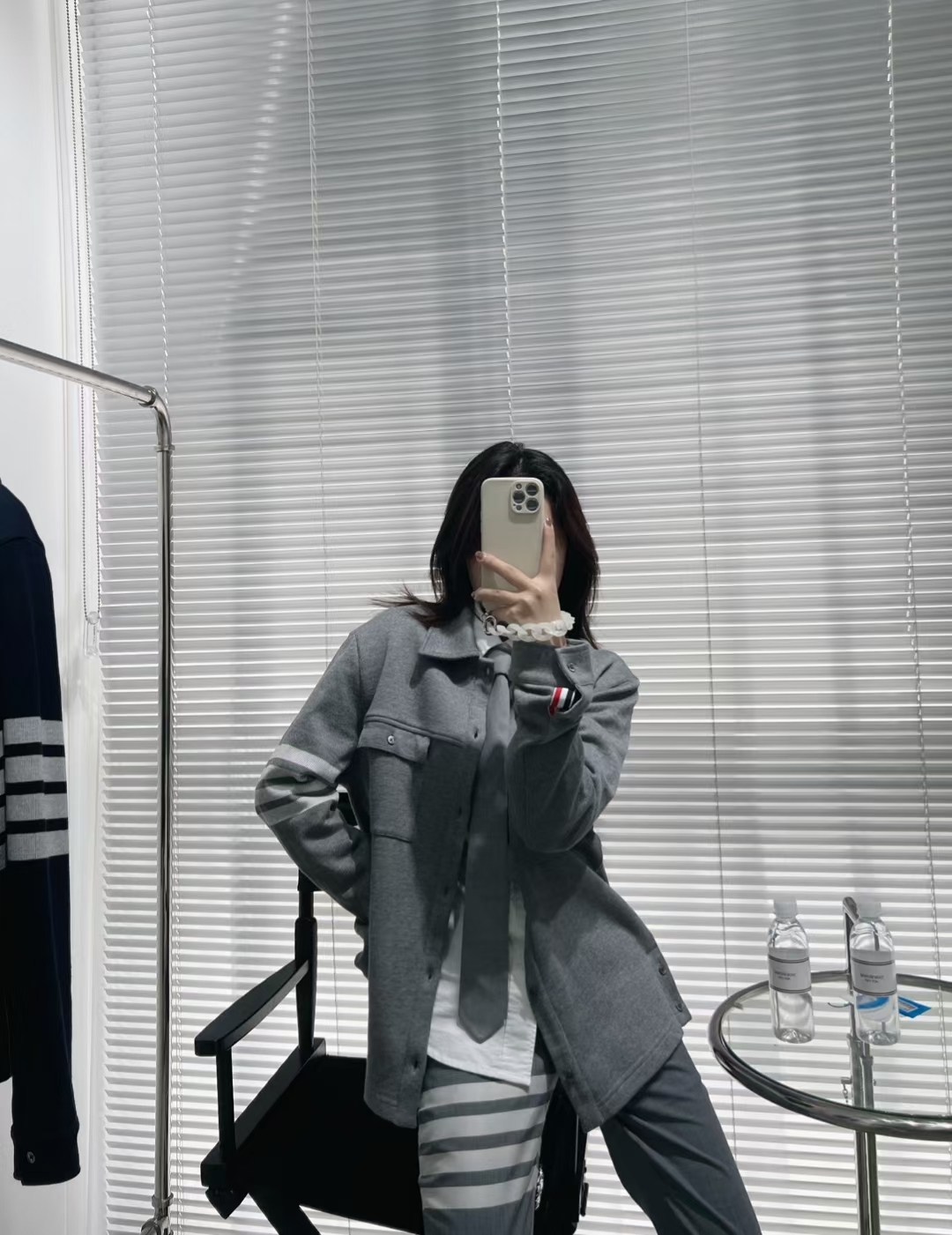  [THOM BROWNE] 톰브라운 더블 페이스 코튼 니트 4-바 버튼 다운 셔츠 자켓 MJT291A07545035 (2 COLOR)