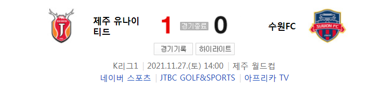  37라운드 K리그1 - 제주 대 수원FC (2021년 시즌 축구 경기 하이라이트)