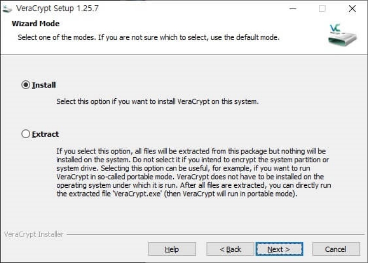 VeraCrypt-실행-파일-설치화면