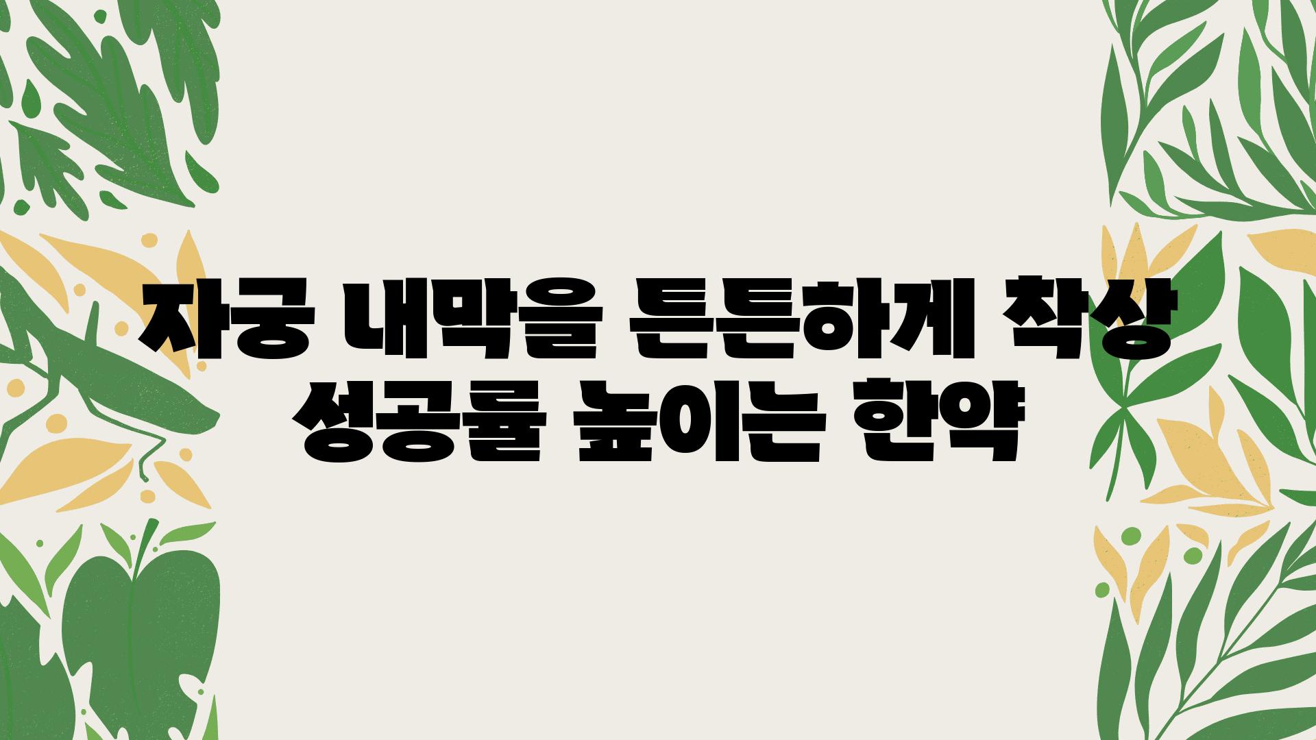 자궁 내막을 튼튼하게 착상 성공률 높이는 한약