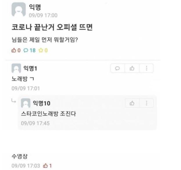  코로나 끝나면 뭐할래?
