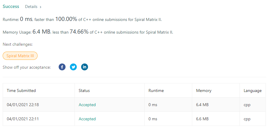  59. Spiral Matrix II