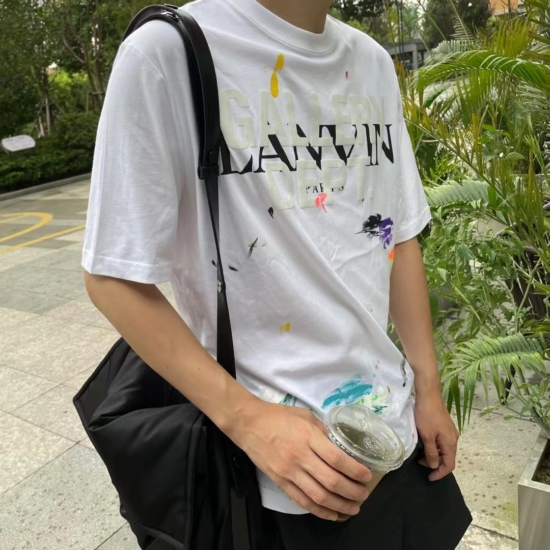  [LANVIN x GALLERY DEPT] 랑방 X 갤러리 디파트먼트 로고 페인트 마크 반팔 티셔츠