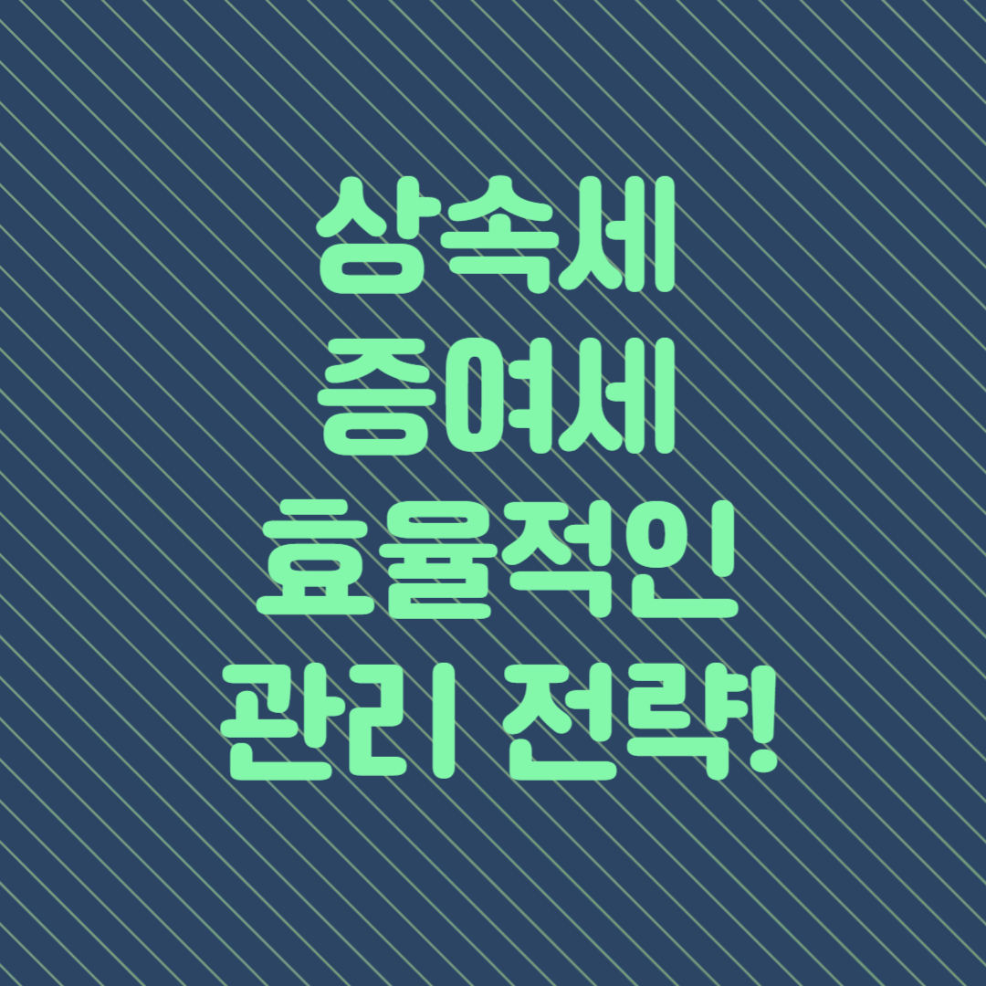 상속세와 증여세 효율적인 관리 전략