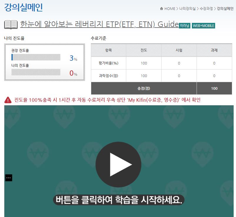 레버리지ETF-교육이수-금융투자교육원-강의화면