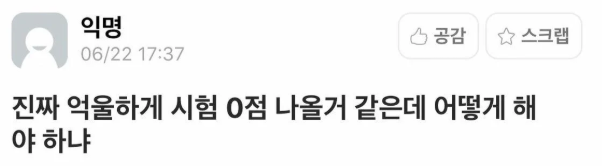  '나 진짜 억울하게 시험 0 점 나올 듯'본의 아니게 부정 행위로 0 점 맞은 대학생