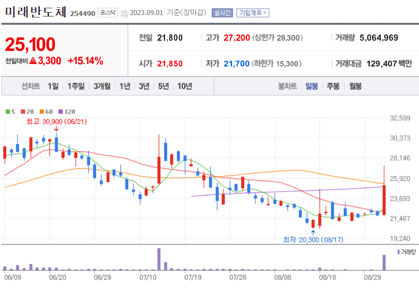 미래반도체 주가