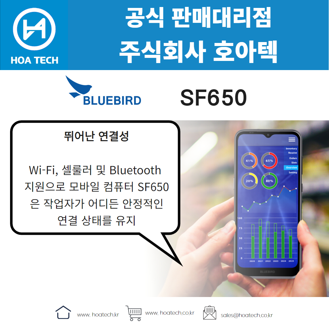 Bluebird SF650, 블루버드 SF650, 산업용 PDA, 안드로이드 PDA, 바코드PDA