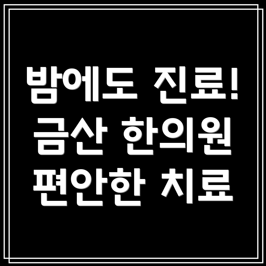 금산군 복수면 야간진료 한의원