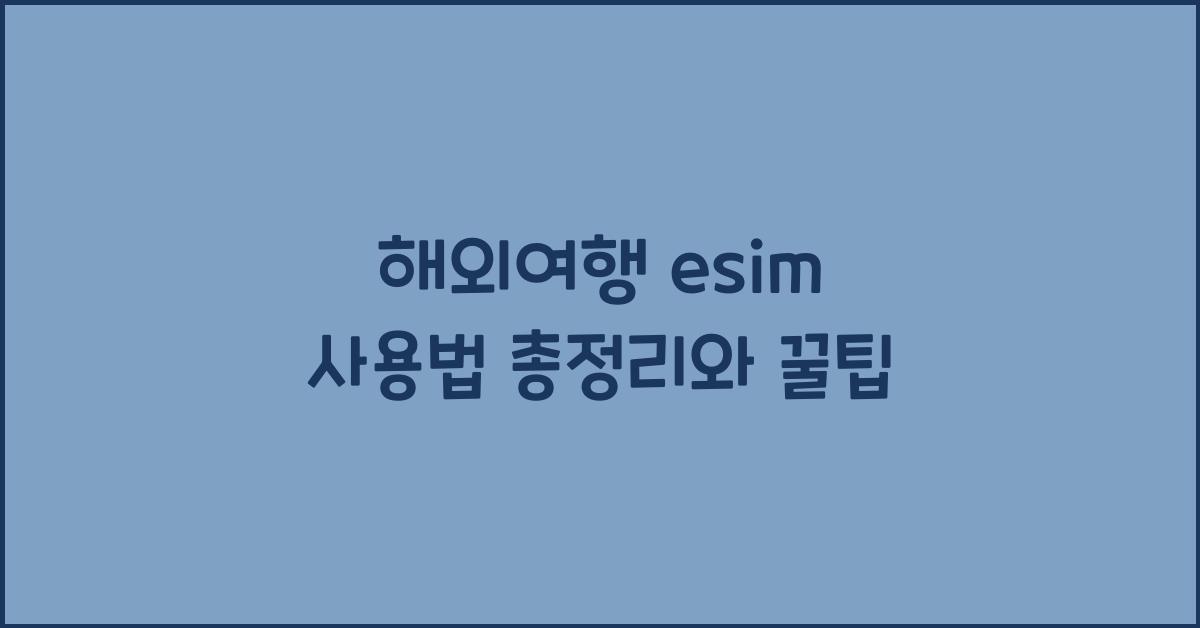 해외여행 esim 사용법