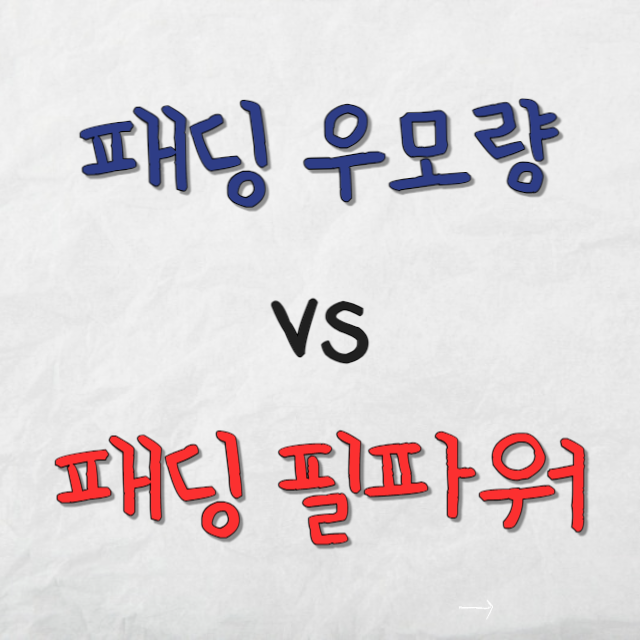  패딩 우모량 필파워 차이 비교