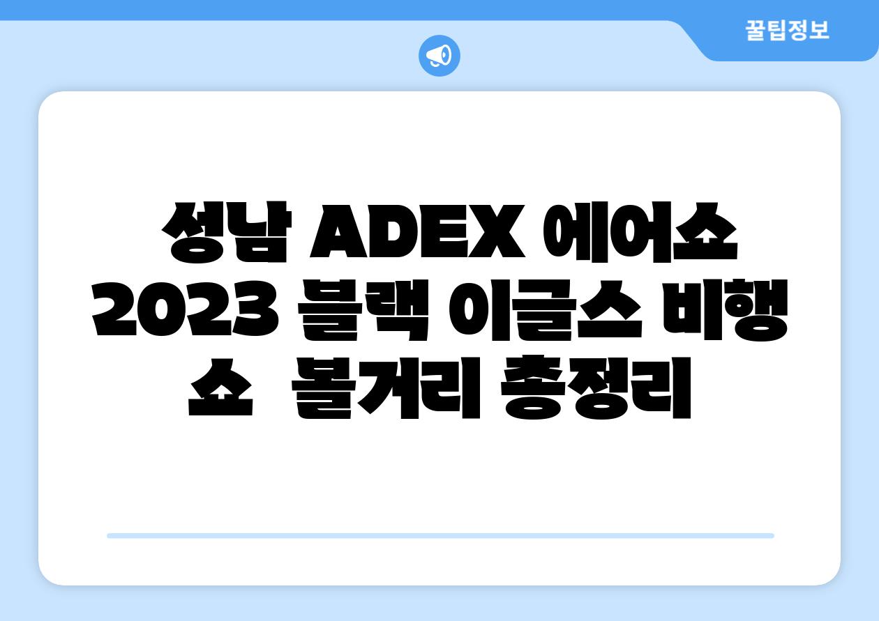  성남 ADEX 에어쇼 2023 블랙 이글스 비행 쇼  볼거리 총정리
