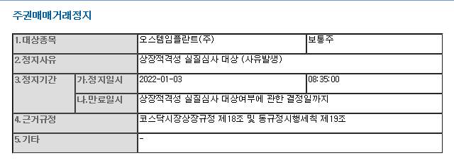 오스템임플란트 거래재개