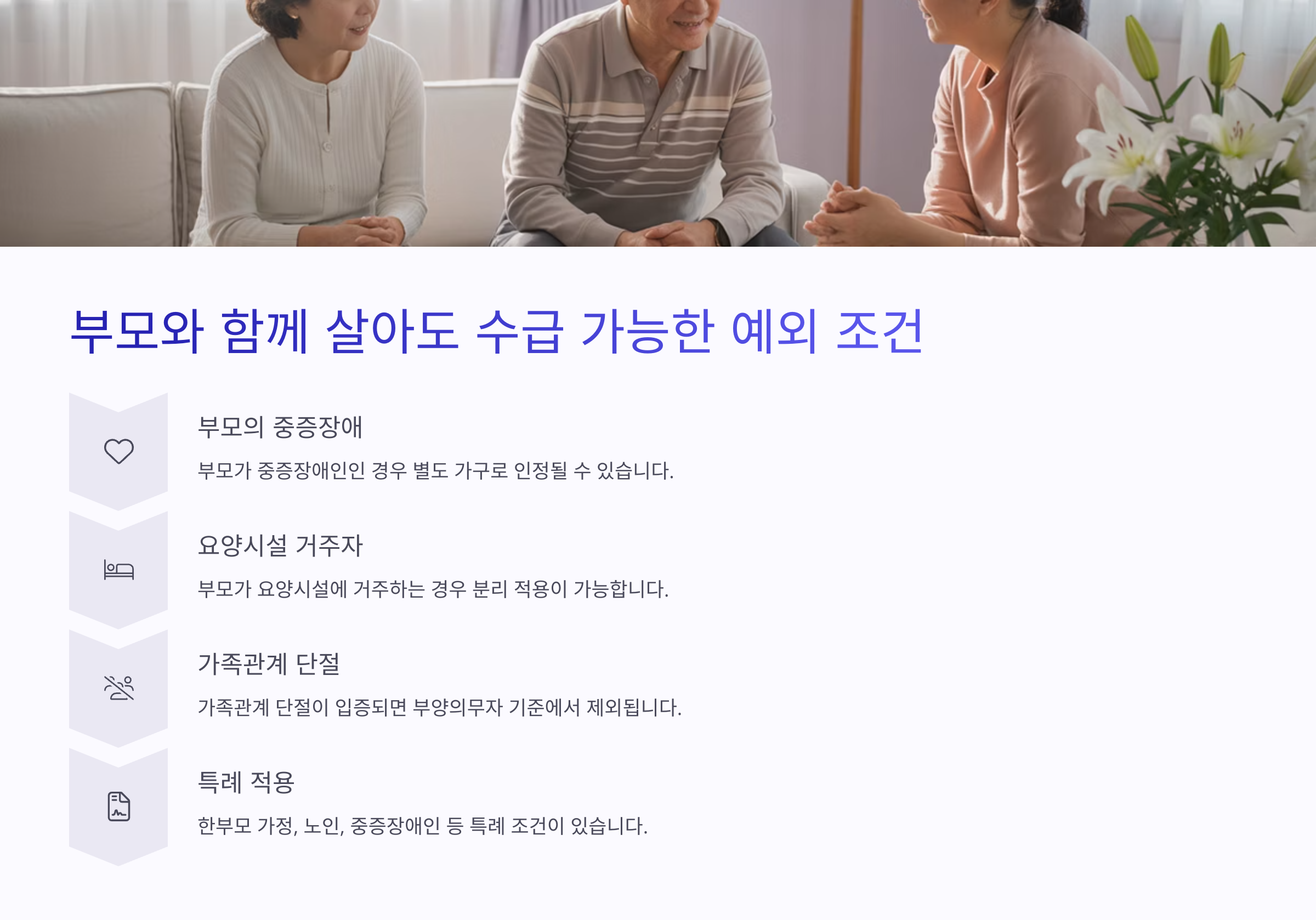 ✅ 함께 살아도 수급 가능한 예외 조건