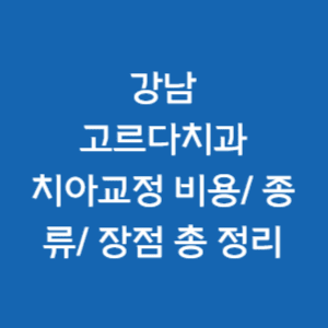  강남 고르다 치과 치아교정 비용/ 종류/ 장점 총 정리