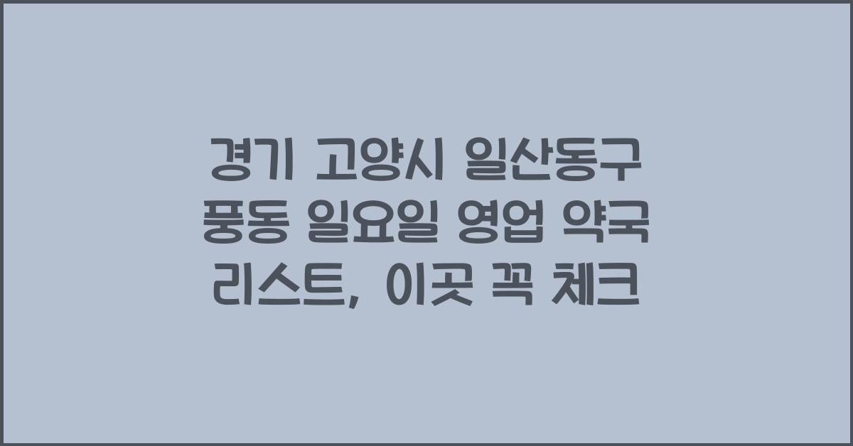 경기 고양시 일산동구 풍동 일요일 영업 약국 리스트