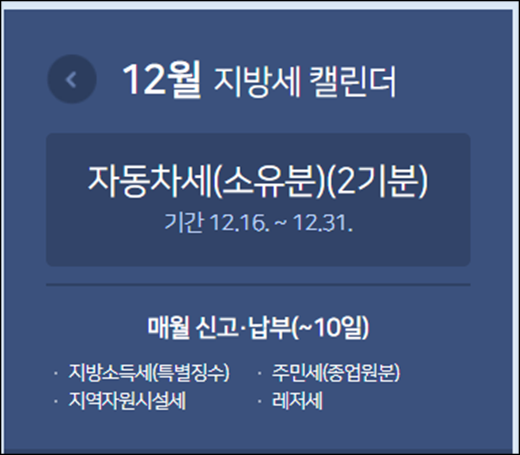  자동차세 2기 납부 방법 및 기간, 과태료
