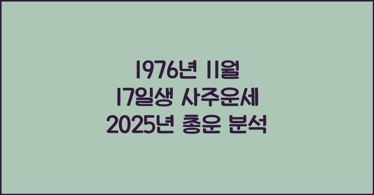 1976년 11월 17일생 사주운세  2025년 총운