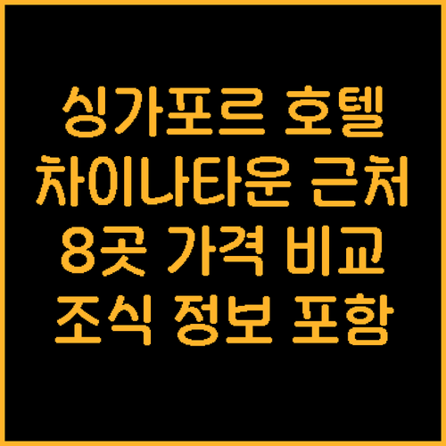 싱가포르 차이나타운 인근 호텔 8곳 