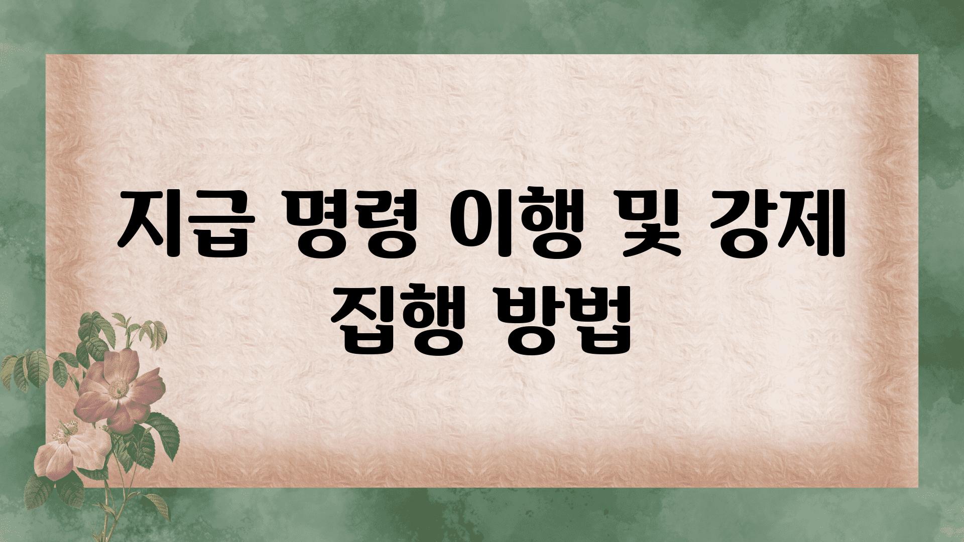 지급 명령 이행 및 강제 집행 방법