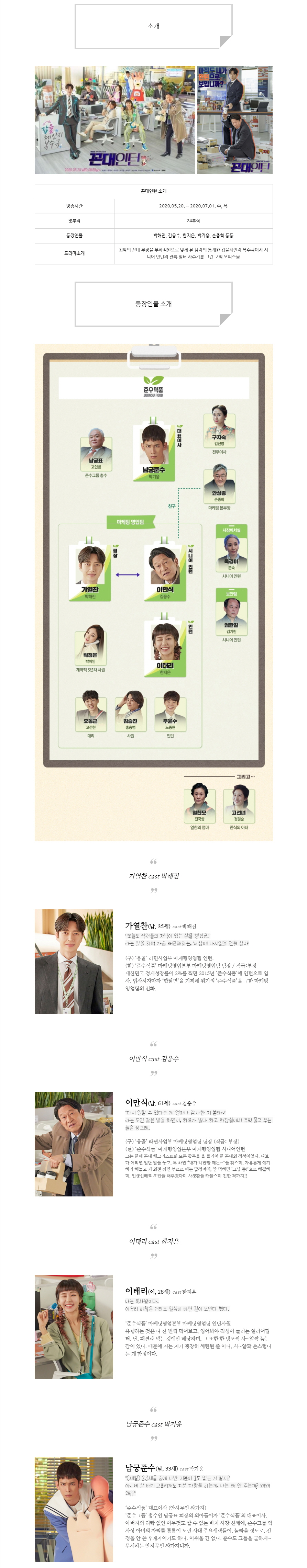 [수목드라마] 꼰대인턴 인물관계도, 몇부작, 정보 소개