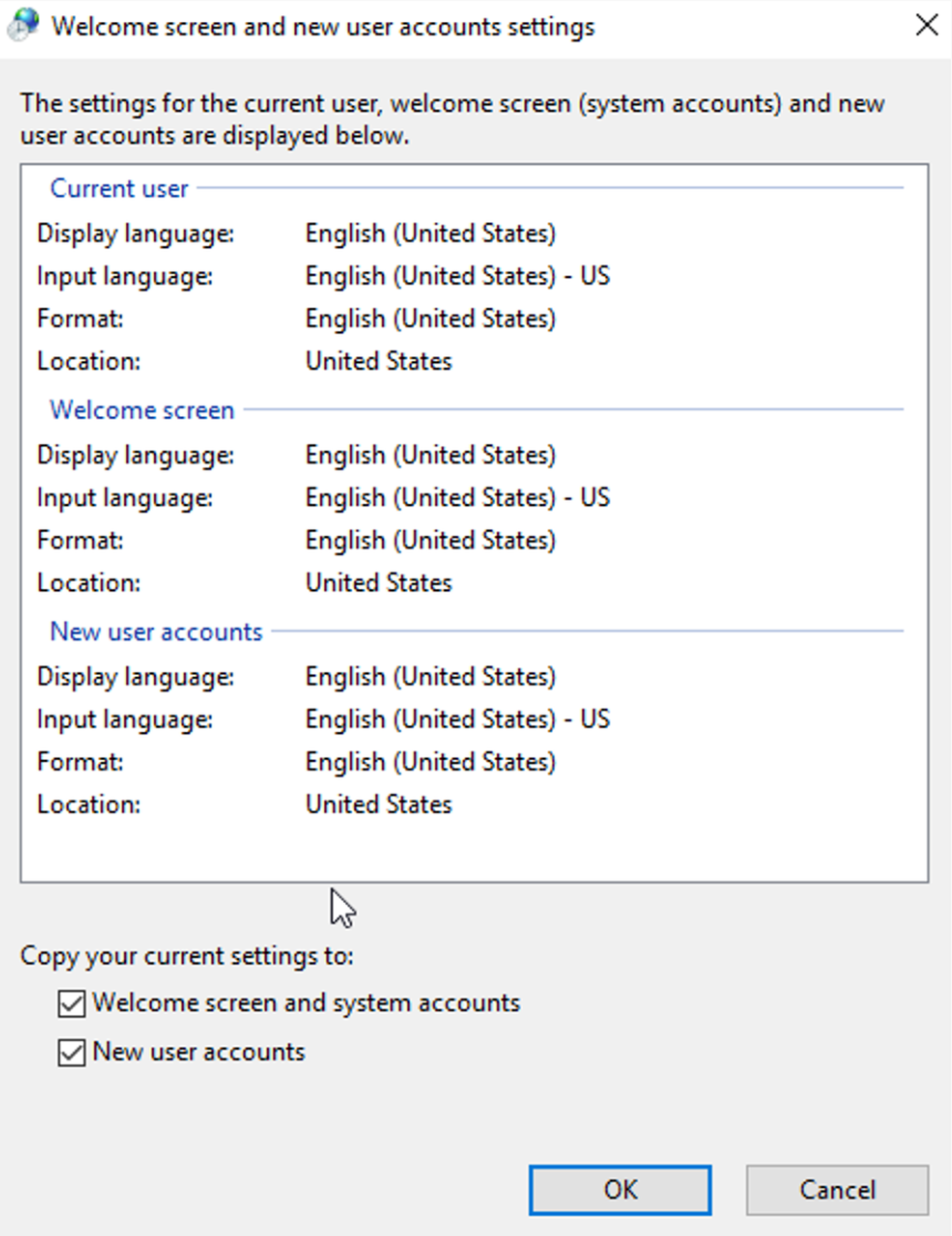 Welcome screen and system accounts 체크