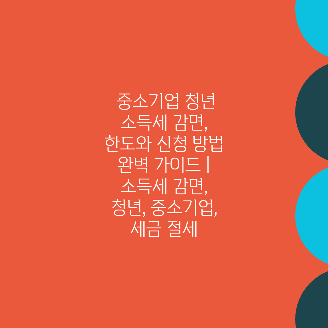  중소기업 청년 소득세 감면, 한도와 신청 방법 완벽 