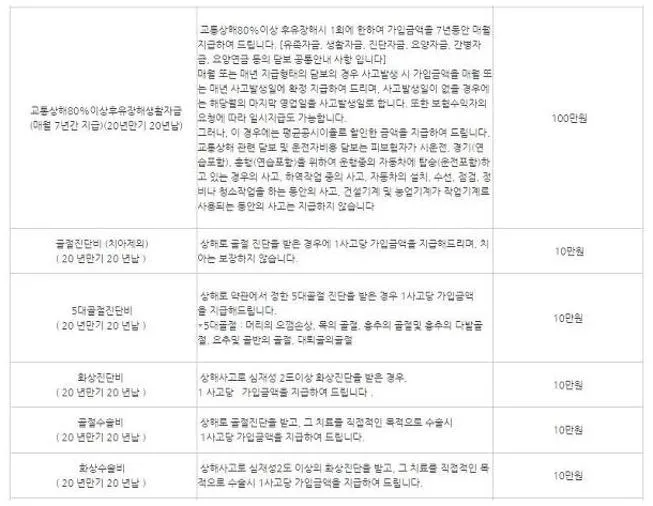 동부화재 운전자보험 보장내용