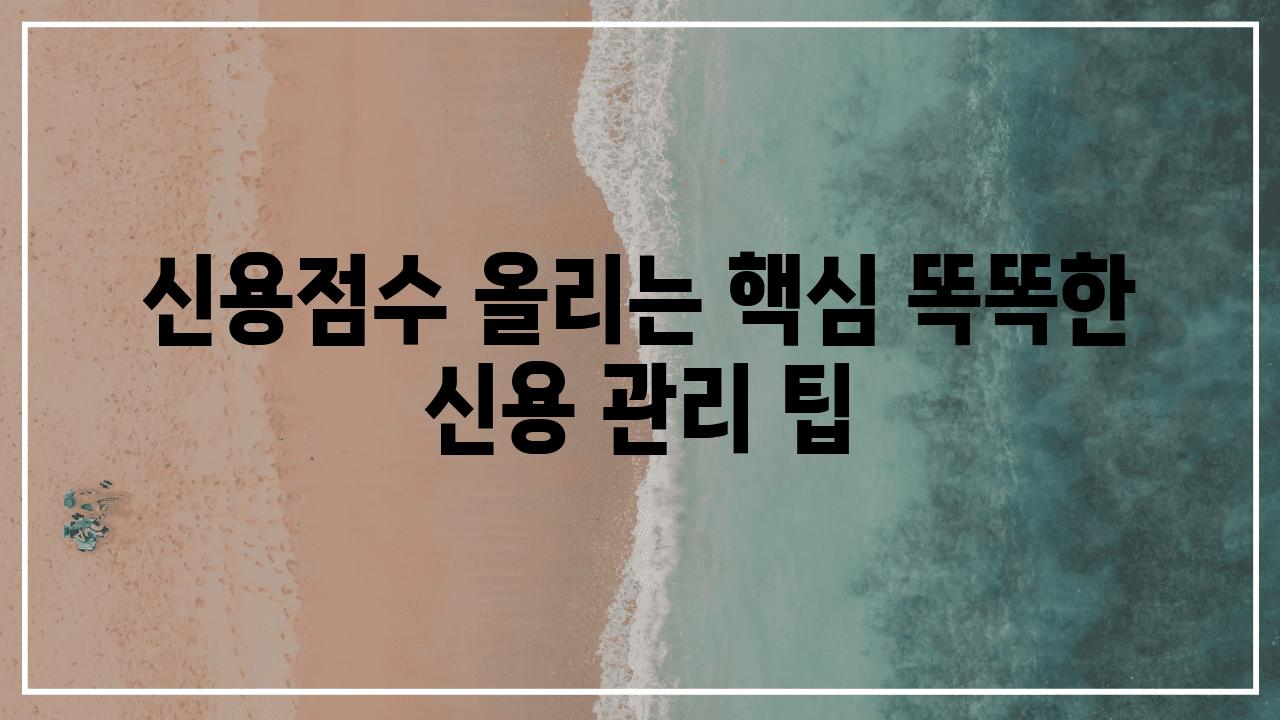 신용점수 올리는 핵심 똑똑한 신용 관리 팁