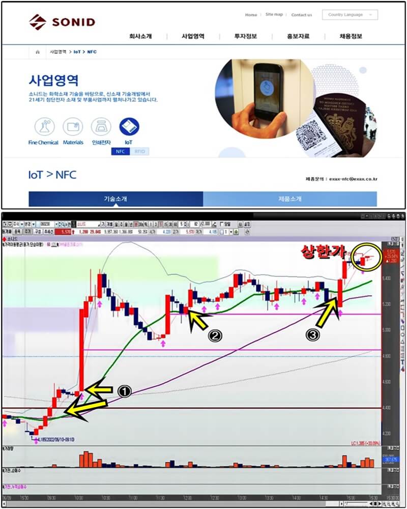 SONID-사업영역-5분-봉-차트