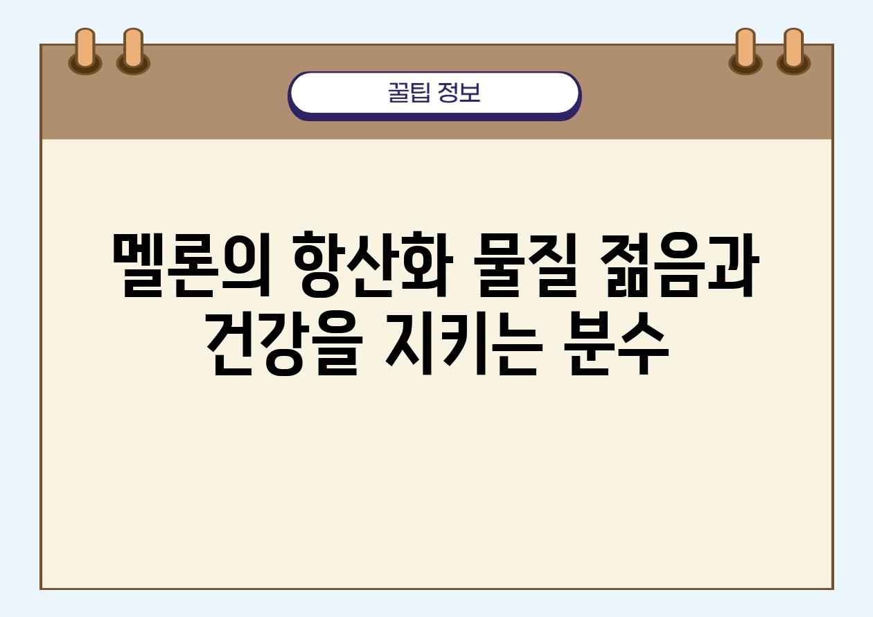 멜론의 항산화 물질 젊음과 건강을 지키는 분수