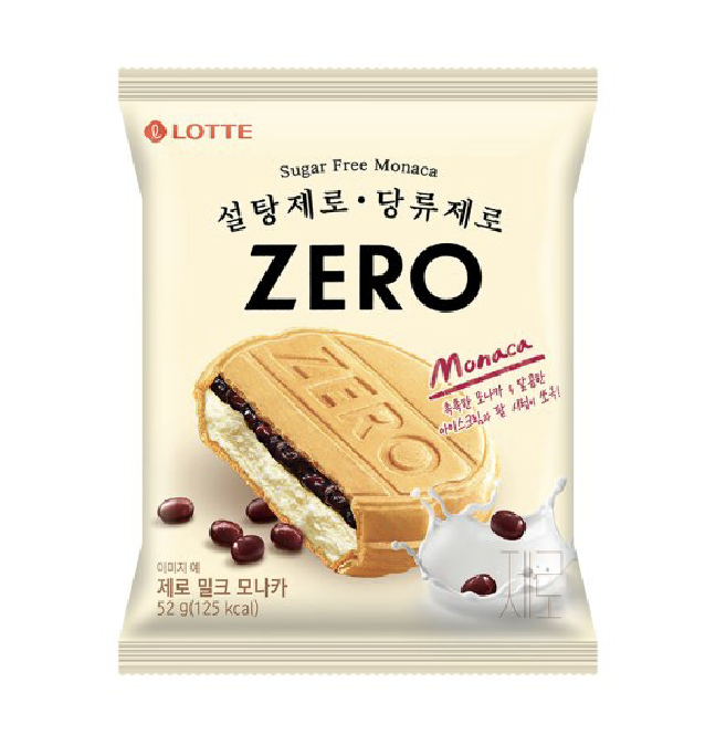 롯데에서 생산한 제로 아이스크림 밀크 모나카이다.
