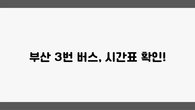 부산3번 버스노선 시간표 및 운행정보 알아보기