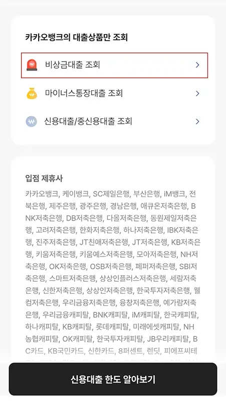 카카오뱅크-비상금대출-이자-조건-한도-신청-방법