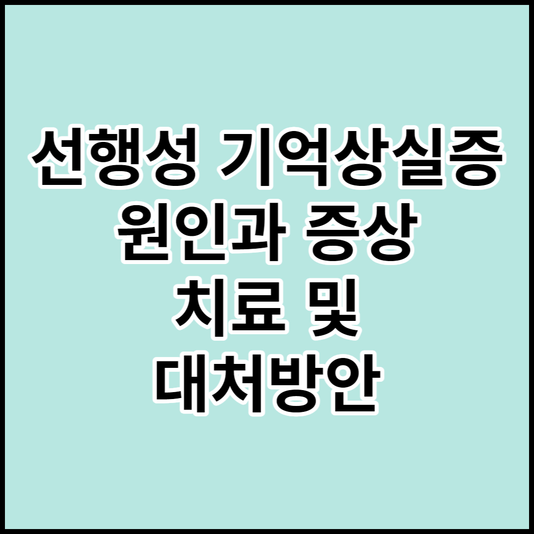  [선행성 기억상실증]원인,증상,치료 및 대처방안