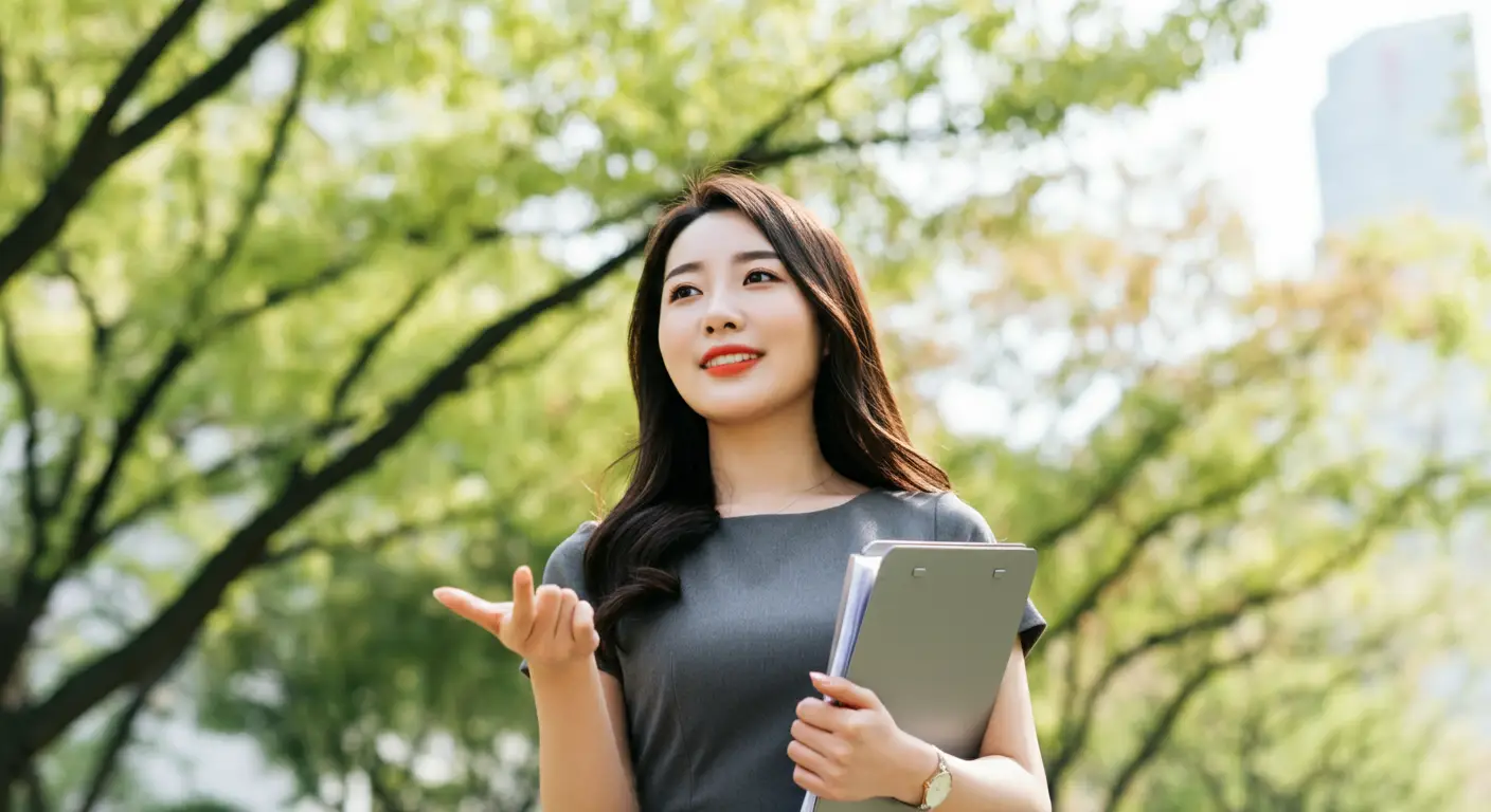 면접을 위해 이동중인 여성