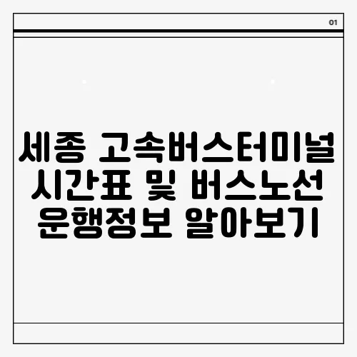 세종 고속버스터미널 시간표 및 버스노선 운행정보 알아보기