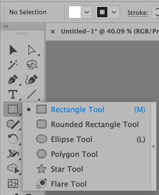 rectangle tool과 하위툴