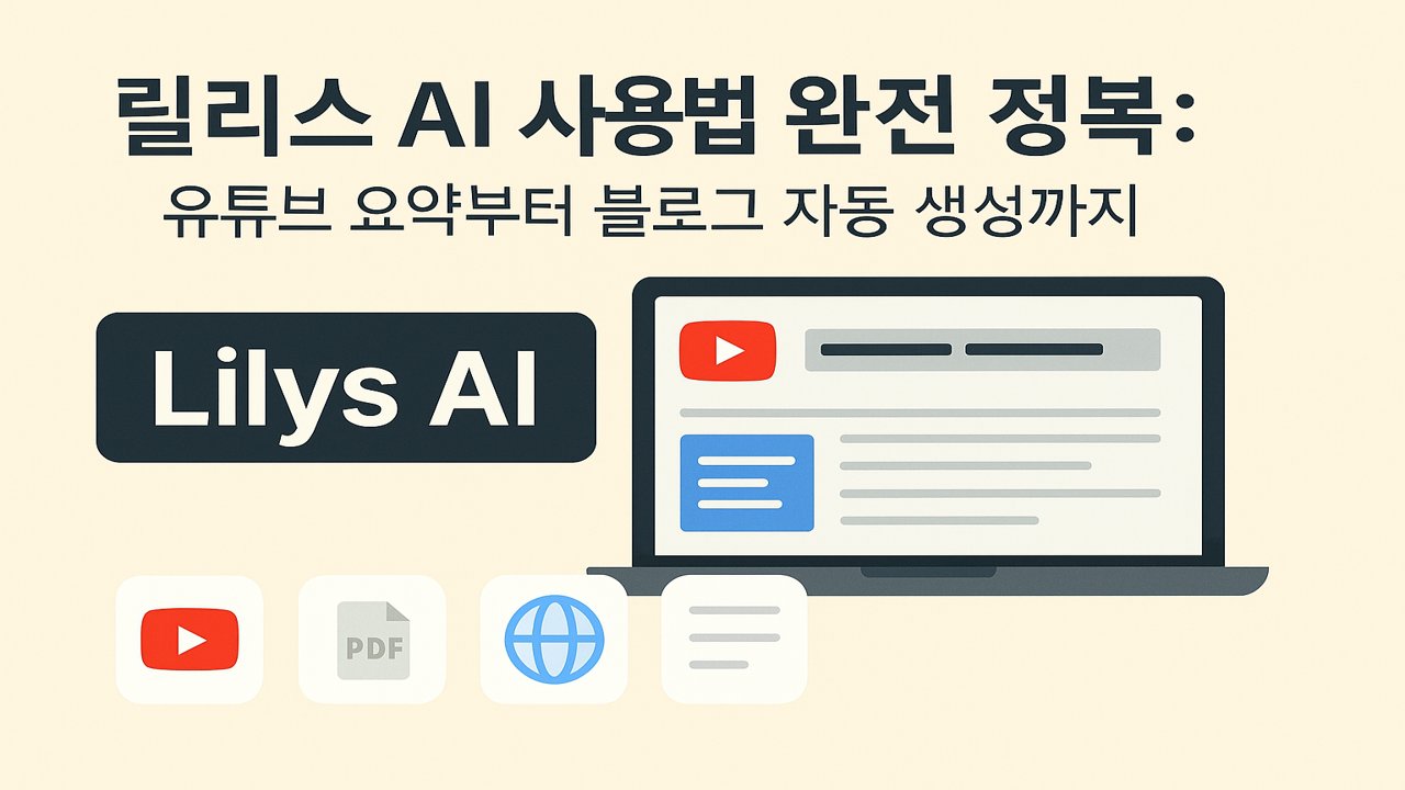 릴리스 AI 사용법 완전 정복 - 유튜브 요약, 블로그 자동 생성 기능을 보여주는 인공지능 요약 도구 썸네일 이미지