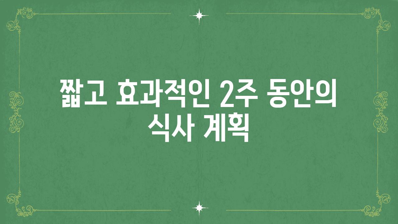 짧고 효과적인 2주 동안의 식사 계획