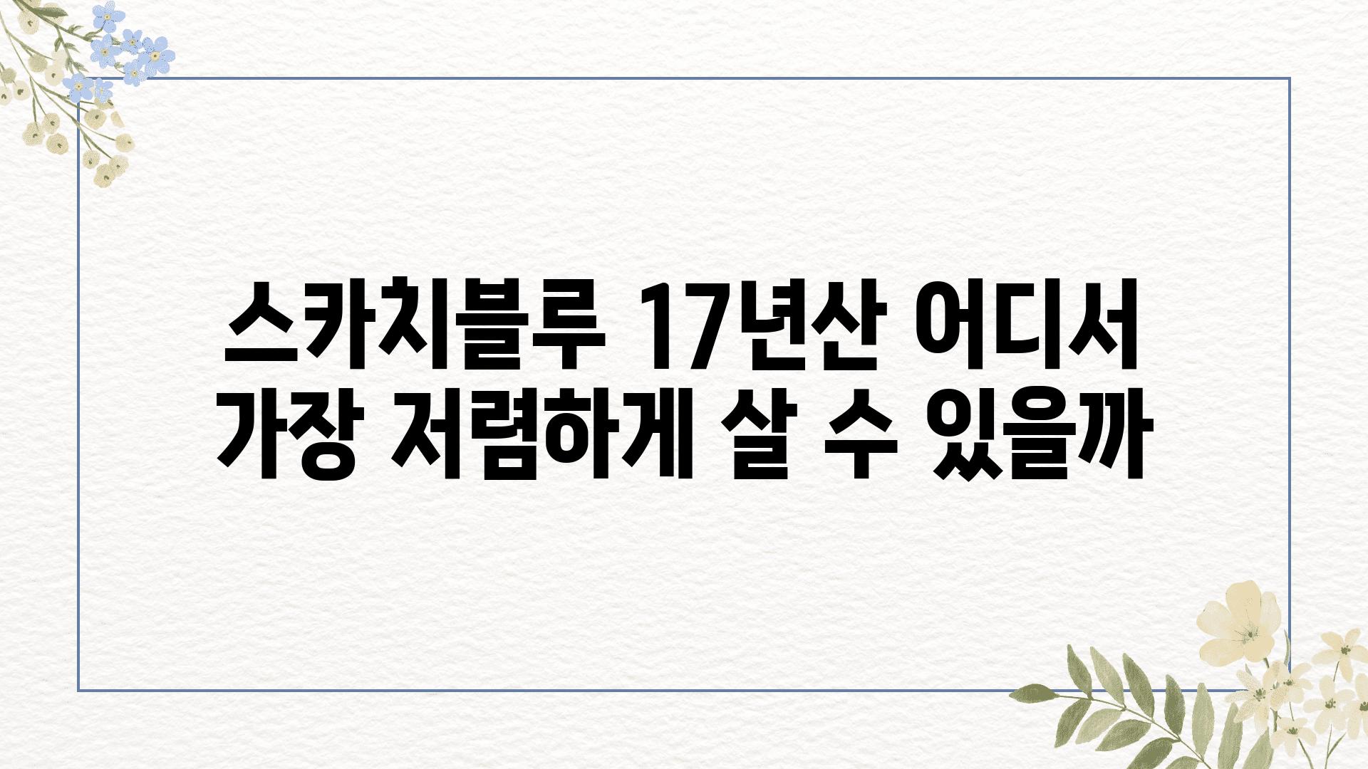 스카치블루 17년산 어디서 가장 저렴하게 살 수 있을까