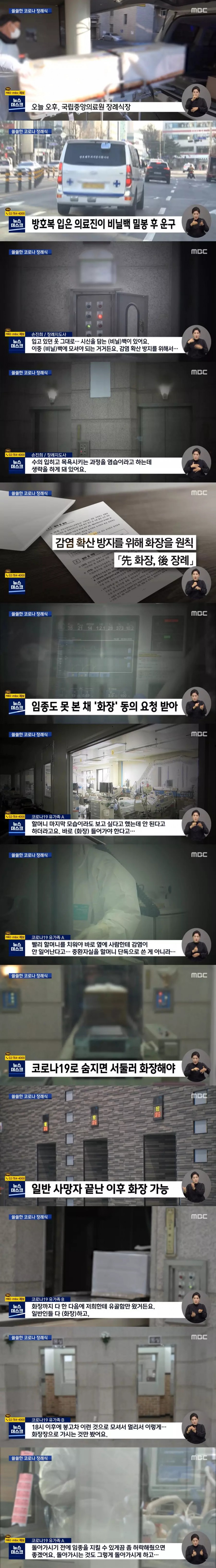 코로나 19 사망자의 쓸쓸한 장례식