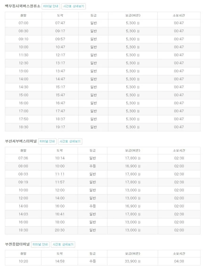 함양시외버스터미널 시간표