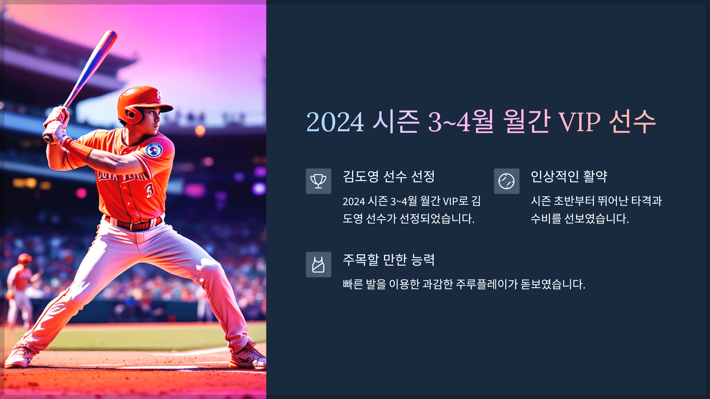 2024 시즌 3~4월 월간 VIP 선수 공개, 김도영 선수