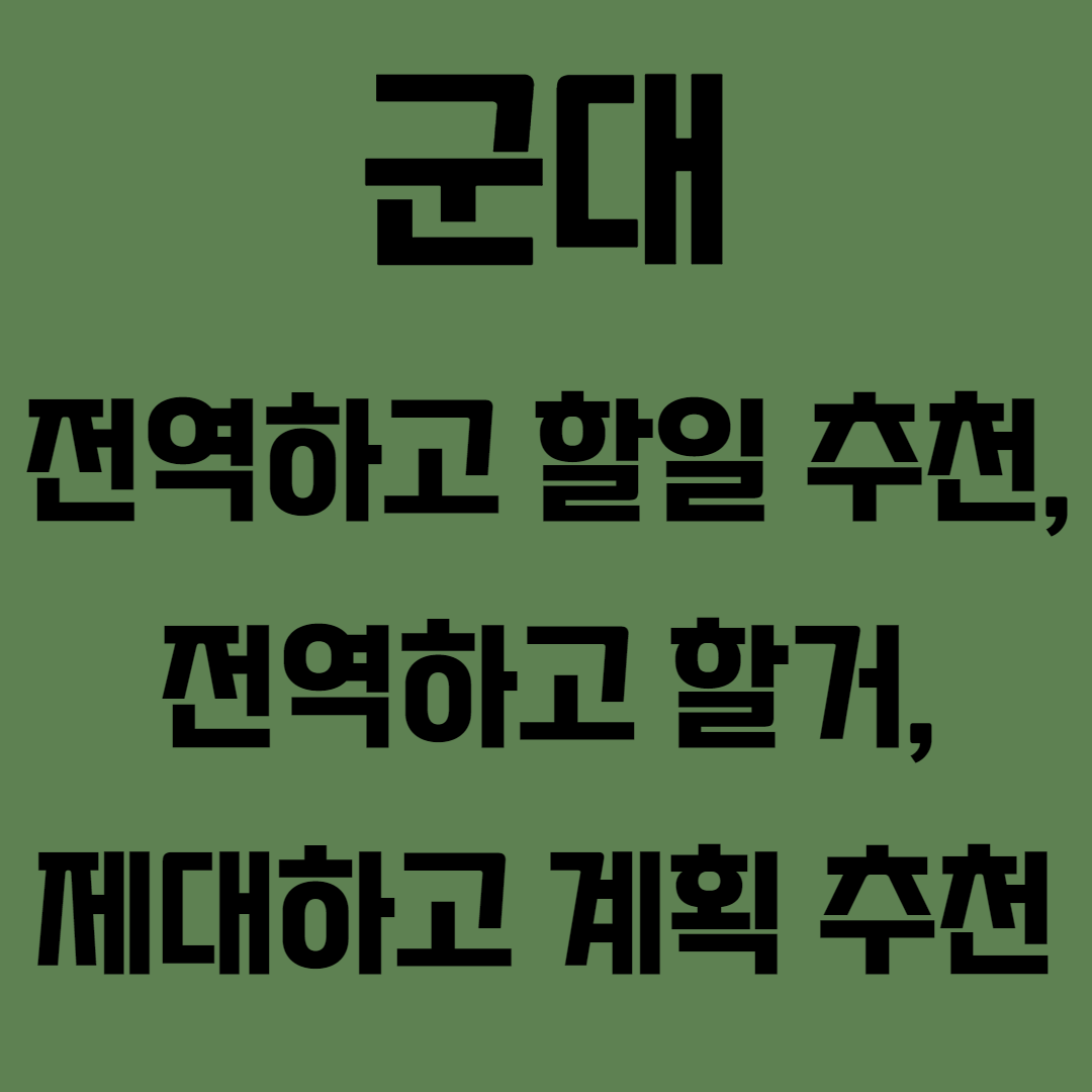  전역하고 할일 추천, 군대 전역하고 할거, 제대하고 계획 추천(4가지)