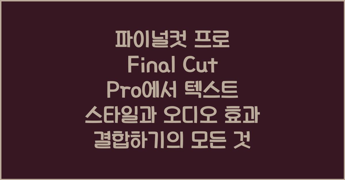 파이널컷 프로 Final Cut Pro에서 텍스트 스타일과 오디오 효과 결합하기