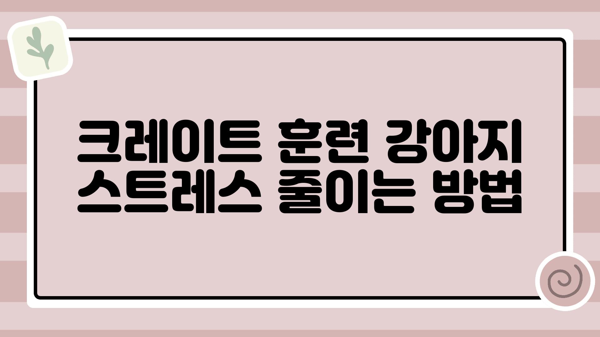 크레이트 훈련 강아지 스트레스 줄이는 방법