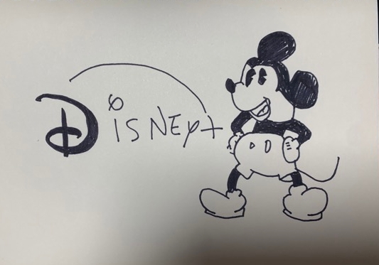 Disney-pust-logo-and-Micky-Mouse-hand-drawing-same-as-real