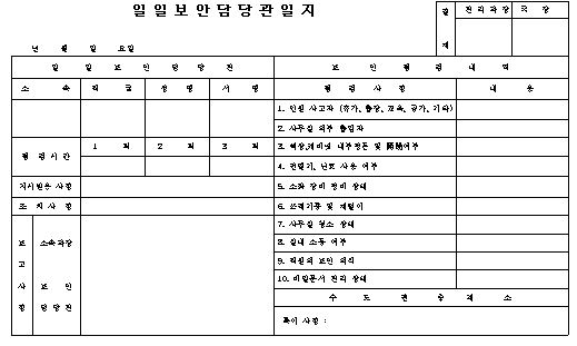  일일 보안 담당관 일지 양식