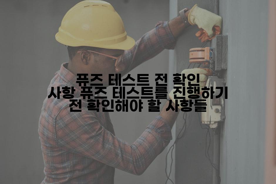 퓨즈 테스트 전 확인 사항 퓨즈 테스트를 진행하기 전 확인해야 할 사항들